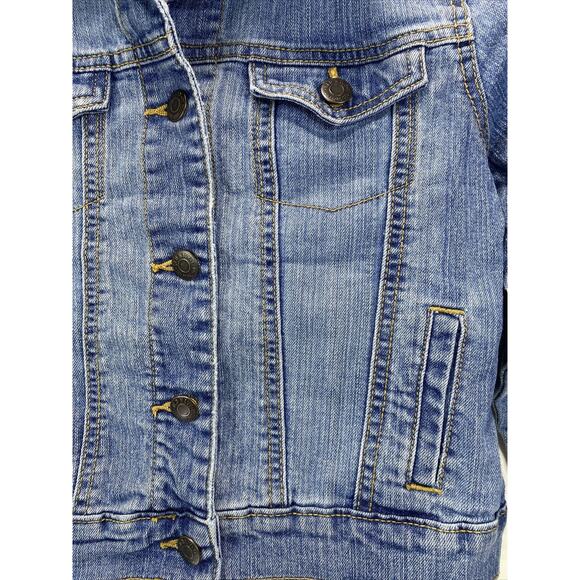 Old Navy Blue Denim Jean Jacket Long Sleeve Stretch Size Girls Medium 8 - Picture 3 of 10